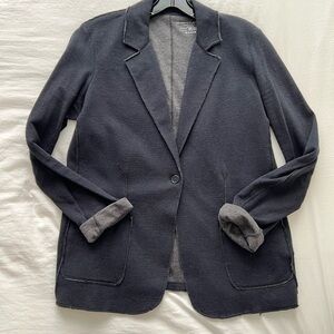 Majestic Filatures Cotton Cashmere Double Face One Button Blazer in Navy